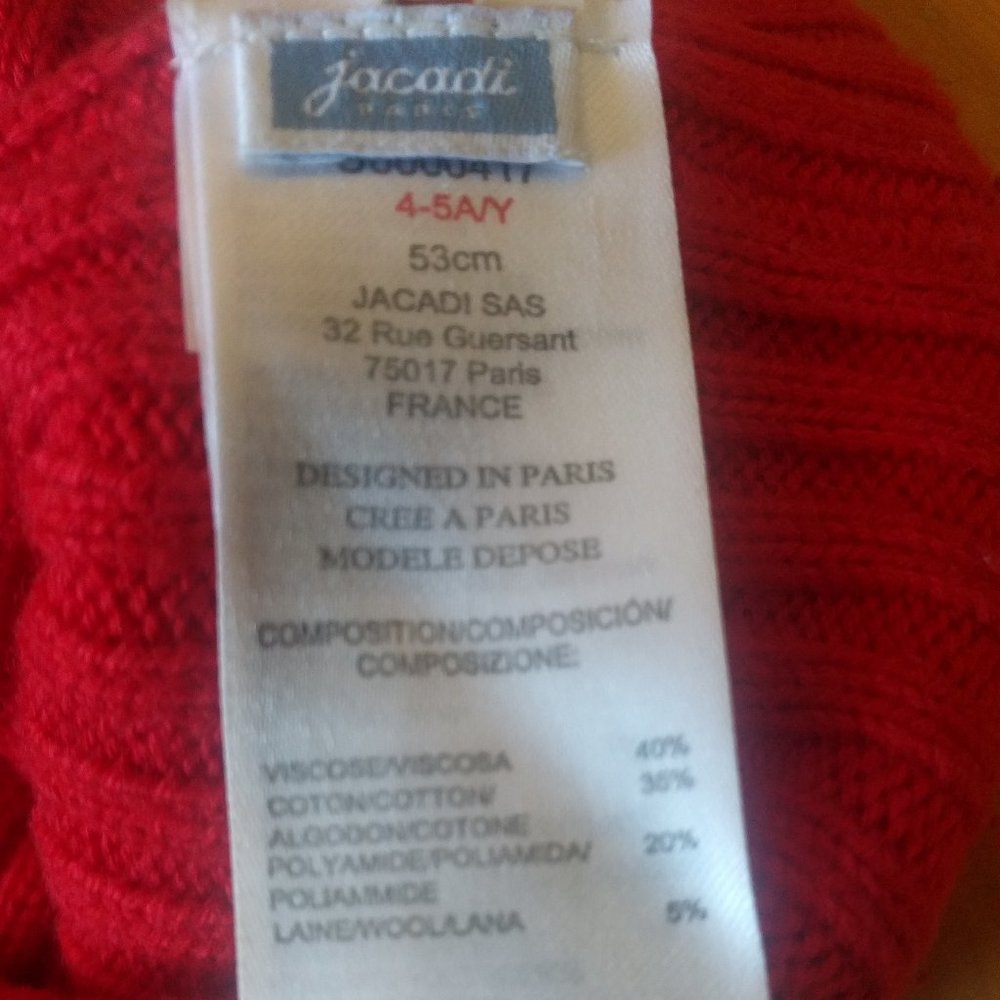 **SOLD**Red Jacadi Toque 53 cm/21" - Picture 9 of 9